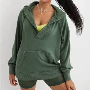 aerie down to earth pullover xxs green